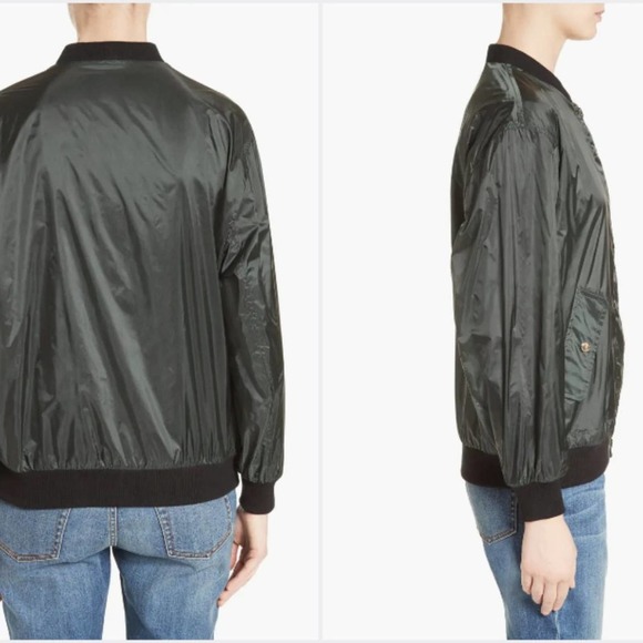 NWOT Burberry Green Mayther Technical Nylon Bomber Jacket Size 4 - Picture 3 of 13